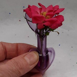 Purple Florapin Flower Vase for Fresh Flowers Vintage Lucite Lapel Pin Brooch